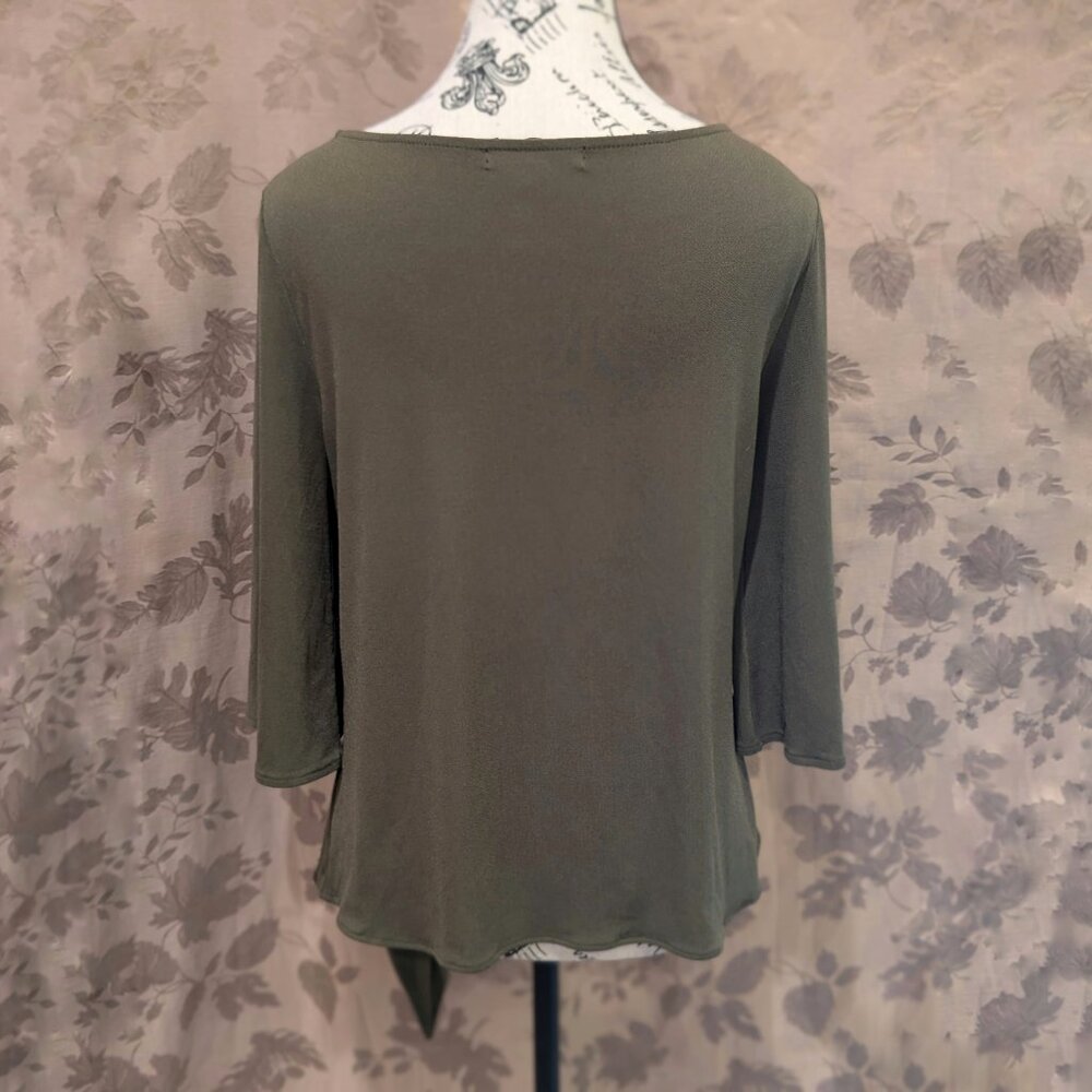 Banana Republic Olive Green Side Tie Blouse, Size S, Excellent Used Condition! - Picture 3 of 7